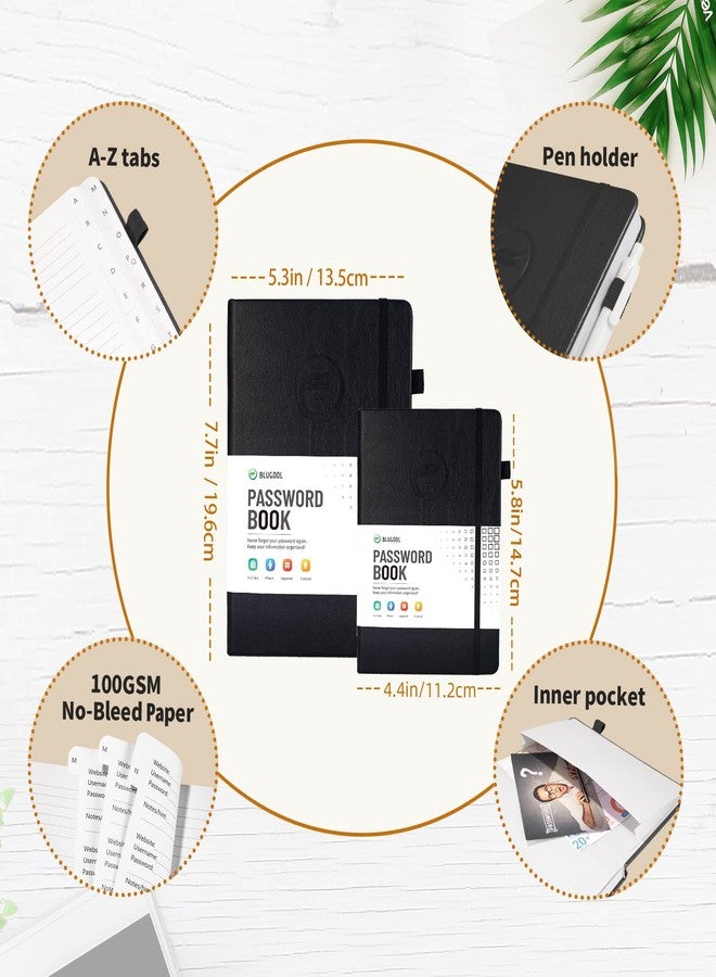 Blugool Password Book with Alphabetical Tabs, Hardcover Password Keeper, Password Notebook Organizer for Computer and Internet Address Website Login, Gifts for Home and Office, 5.3''x 7.7''- Black - Image 3